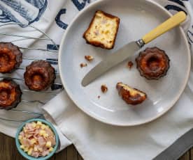 Ham and cheese canelé