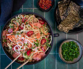 Spiral smoked salmon salad (Thermomix® Spiralizer, using modes, Adam Liaw)