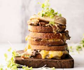 Grilled Cheese with Mushrooms on Cracked Wheat Bread