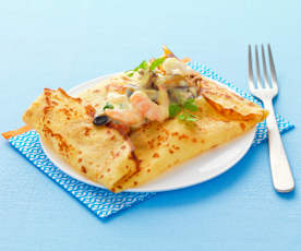 Crêpes salées sans gluten aux fruits de mer