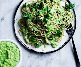 Cashew basil spelt pasta (gut health)