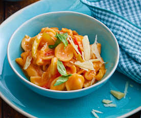 One pot pasta aux poivrons multicolores et pecorino