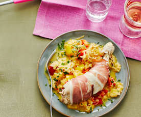 Speck-Keulen mit Rahmsauerkraut