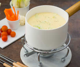 Fondue de queso manchego y cebolletas