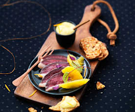 Gravlax de canard aux agrumes