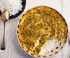 Gratinado de frango, fiambre e queijo