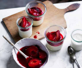 Milk jellies with poached stone fruit