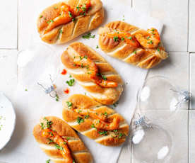 Brioches con langostinos