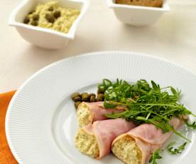 Šunkové rolky s rukolou