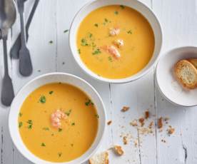 Bisque di gamberetti con crostini