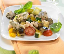 Kuře připravené v balíčku s bazalkovým pestem