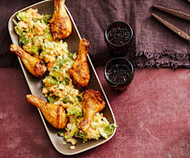 Asiatischer Weißkohl-Möhren-Salat mit Drumsticks