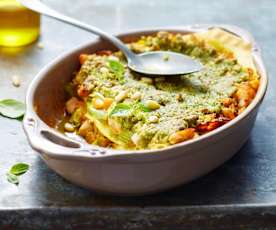 Lasagnes aux deux saumons en croûte de pistou