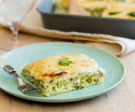 Lasaña de ricotta, menta y calabacitas