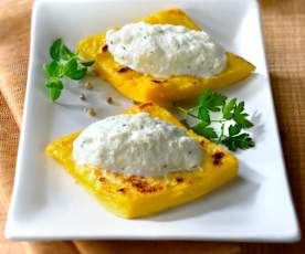 Bacalao a la veneciana con polenta