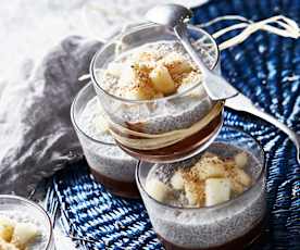 Pudding aux graines de chia et crème au cacao