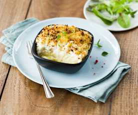 Parmentier de poisson au chèvre et persillade