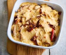 Penne com beringela no forno