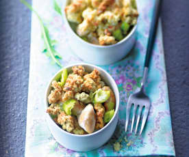 Crumble de poulet au poireau