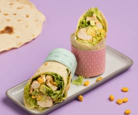 Wraps mit Hendlfleisch und Mais