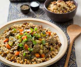 Moroccan beef stew with Israeli couscous