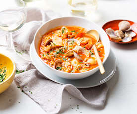 Sopa de pescado y arroz