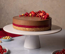 Frambuaz ve Çikolatalı Pişmeyen Pasta