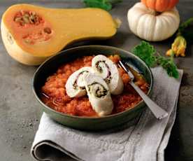 Hendlroulade mit Kürbisgemüse