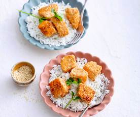 Bouchées de saumon au sésame et riz basmati