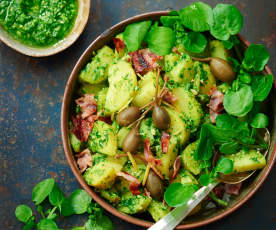 Salade de pommes de terre, pesto de cresson