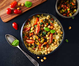 Cous cous con dadolata di verdure e ceci