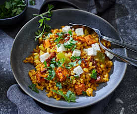 Süßkartoffel-Sonnenweizen mit Feta