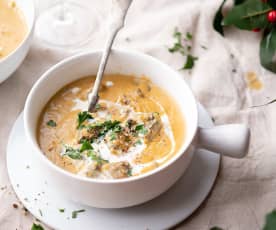 Goulasch aux lentilles et aux champignons