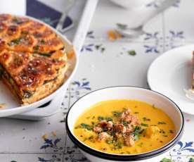 Menu: Romige Kokos-Wortelsoep met Kip en Zoete Aardappeltaart