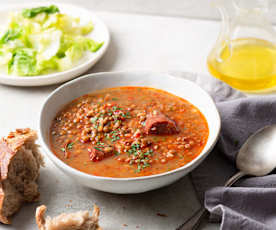 Lentejas pardinas con chorizo