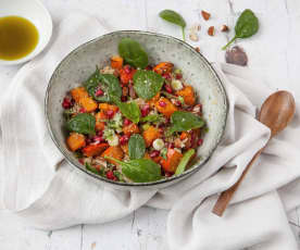 Quinoa Salad with Butternut Squash, Spinach and Pomegranate