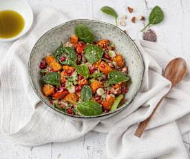 Pumpkin and pomegranate quinoa salad