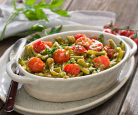 Judías verdes salteadas con tomates cherry