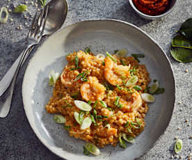 Graupen-Risotto mit Garnelen