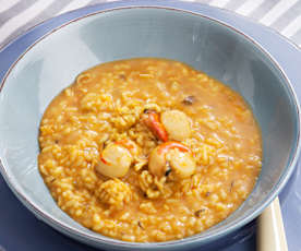 Arroz caldoso con zamburiñas