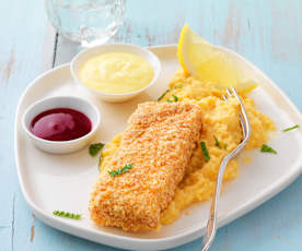 Dacquoise citron-fruits rouges façon poisson pané