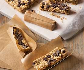 Barritas de avena y arroz inflado con pepitas de chocolate