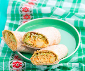 Wraps de frango e abacaxi