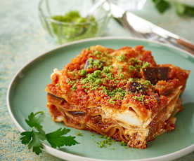 Steamed aubergine and ricotta lasagne