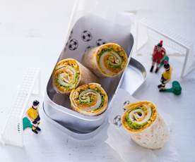 Käse-Wraps mit Möhren-Mandel-Salsa