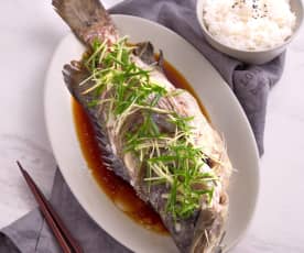 Qing zheng yu (steamed fish with ABC soup)
