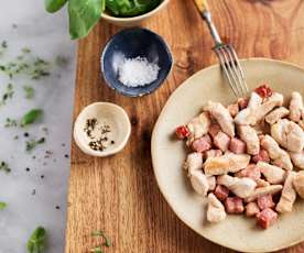 Sautéed Bacon with Chicken Strips