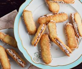 Langues de chat aux rillettes de saumon