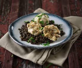 Linsen mit Tiroler Knödeln (vegan)