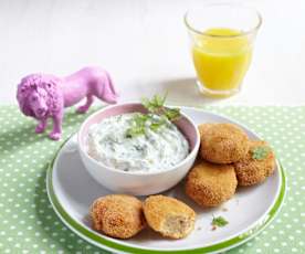 Hähnchen-Nuggets mit Gurkendip